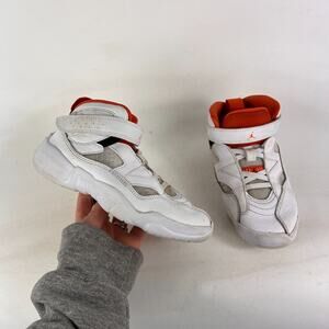 Nike Jumpman Two Trey youth kids boys size 13 c orange white leather sneakers